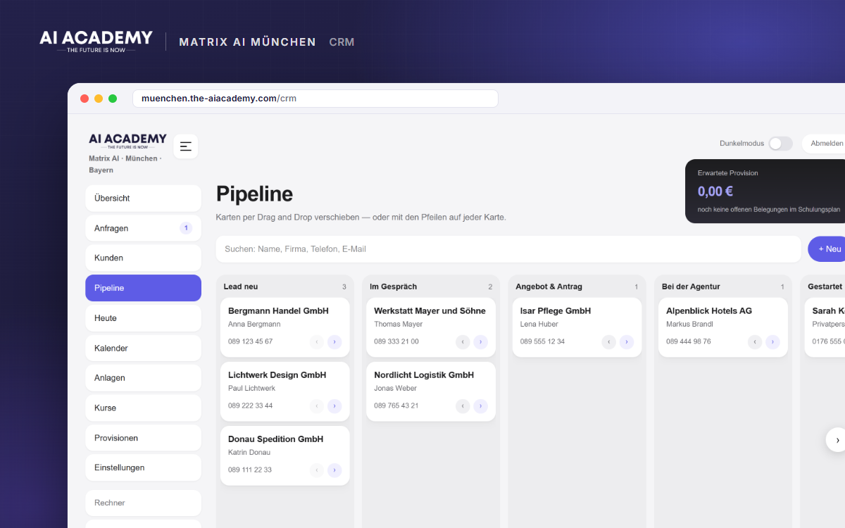 Matrix AI Business Solution GmbH — AI Academy CRM